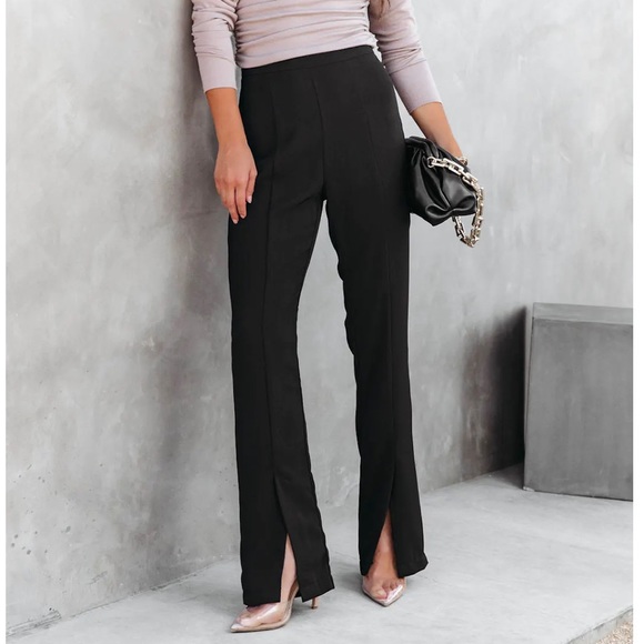 Pants - High Waist Split Hem Pant
